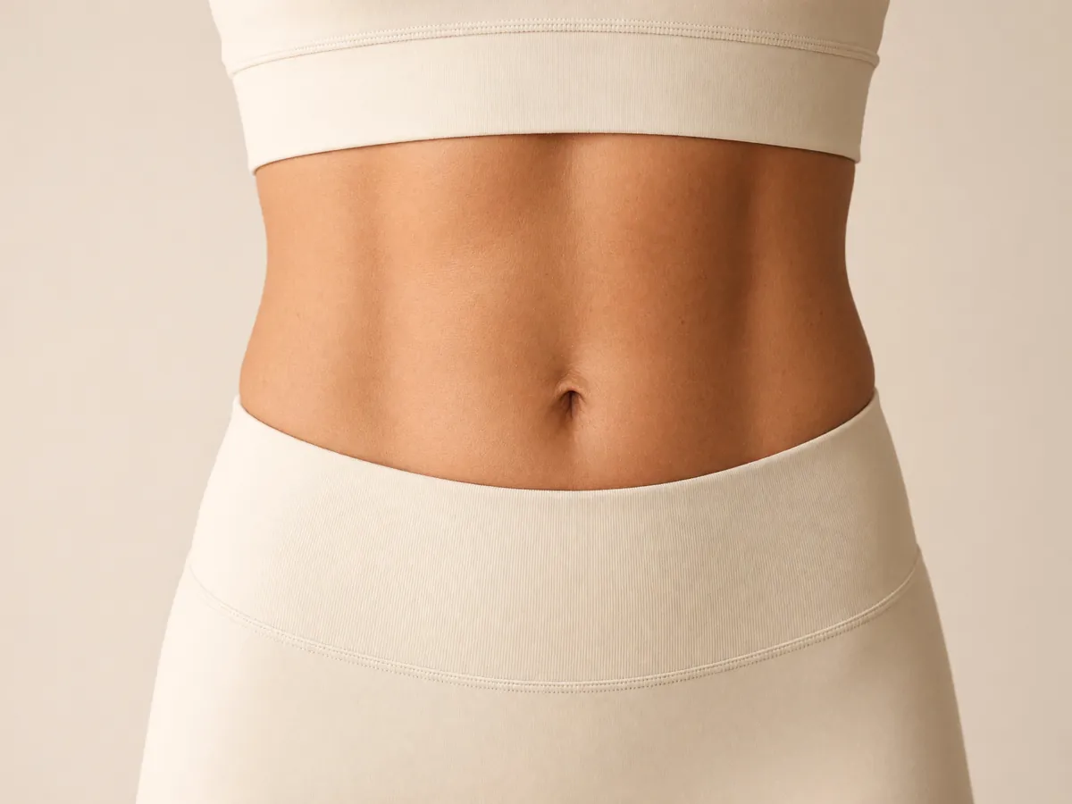 Close-up of a woman's toned abdomen