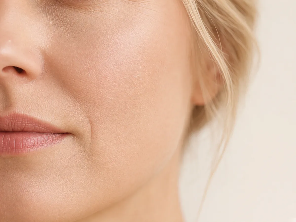 Dry, dehydrated skin on the cheek