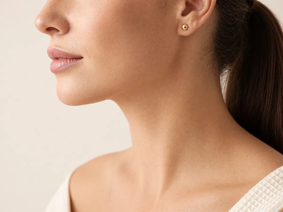 Defined jawline and chin in profile