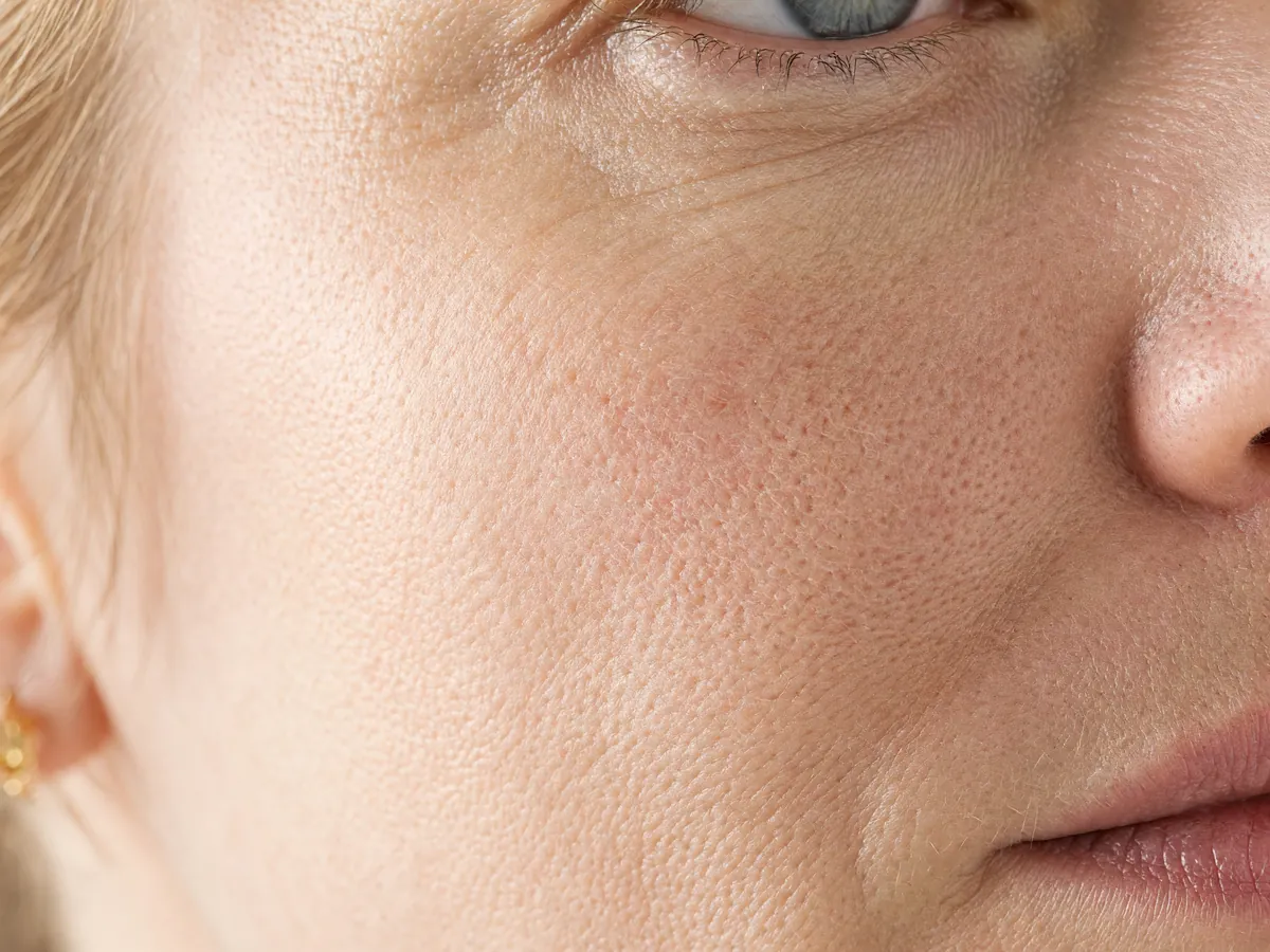 Rough skin texture on the cheek