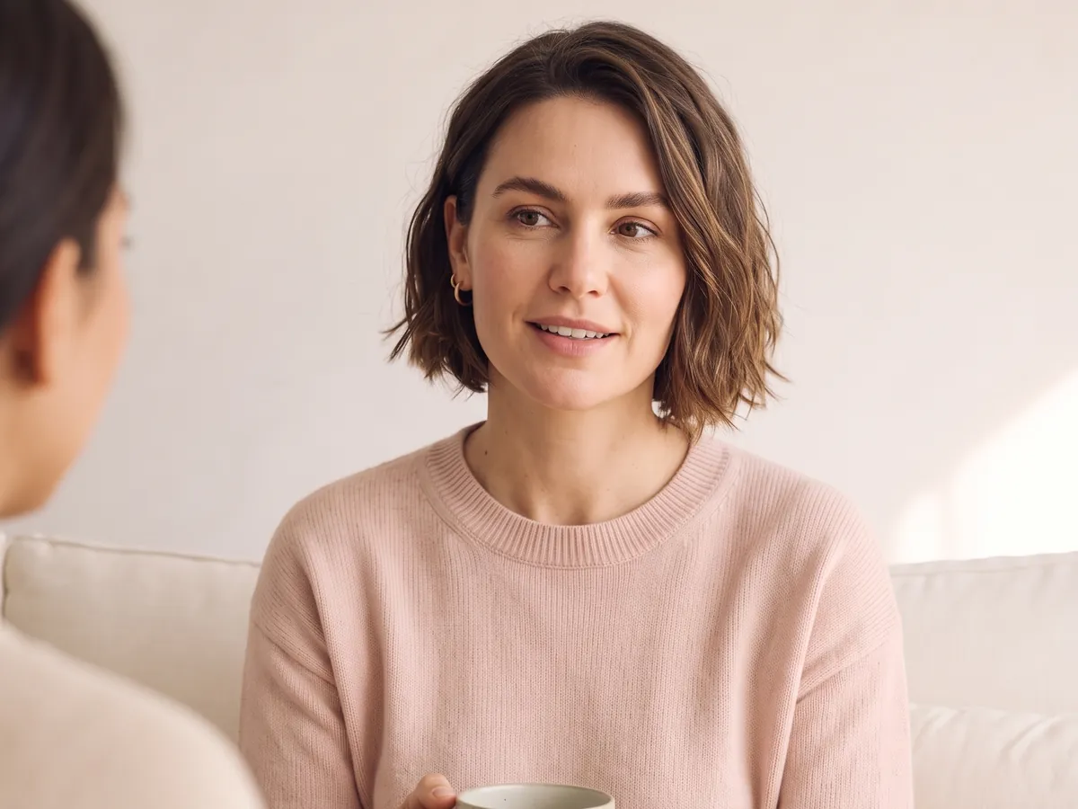Woman smiling during a counseling session